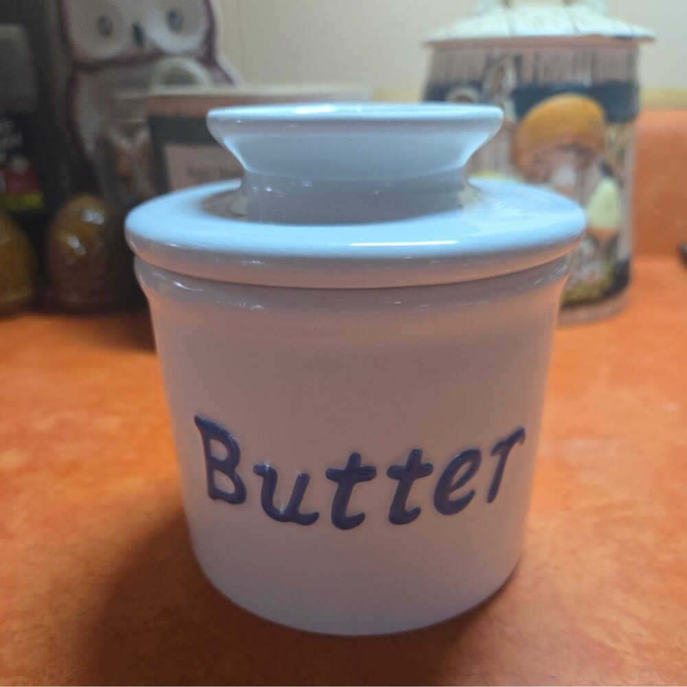 Butter Bell Crock Blue & White Farmhouse Kitchen /French Country L. Tremain